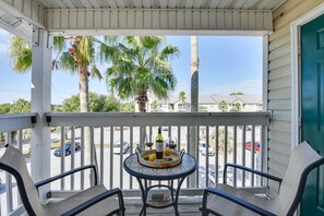 Balcony | Single-Story Condo | 3rd-Floor Unit | Central Heating & A/C