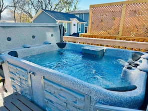 Hot tub with room for four on the terrace
