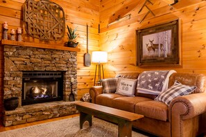 Cozy up to the fireplace during the cooler months.