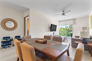 Savor meals at our table for six, all dinnerware & 2 beach chairs included.