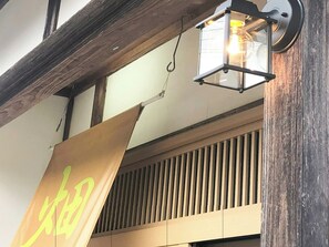 ・[Exterior] Lighting illuminating the entrance. Bright and safe at night.