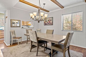 Mountain Charm's inviting dining table