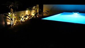 Completely private large 6.4m x 3m pool. You can enjoy the night pool at night.