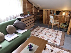 Second-tier bedroom and living room