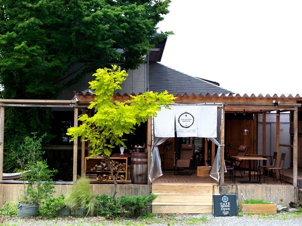 The deck filled with the warmth of wood is a landmark!