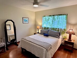 Bedroom #2.  Queen Bed & Ceiling Fan.