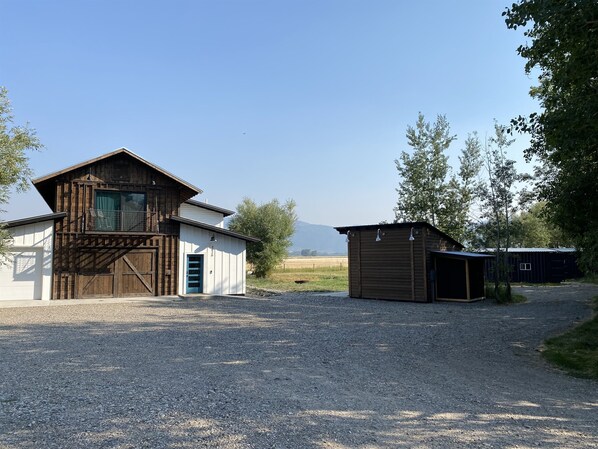 Overview of The Granary property  [Main house | Gym/Sauna | Shipping Container Cabins