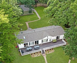 Aerial photo of both homes