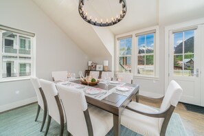 Dining - Dining table that sits eight people and has a balcony