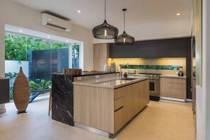 Enjoy our full kitchen with all necessary amenities. Private cook to prepare 3 meals a day.