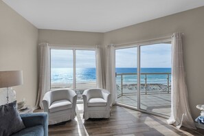Seating area with floor-to-ceiling windows