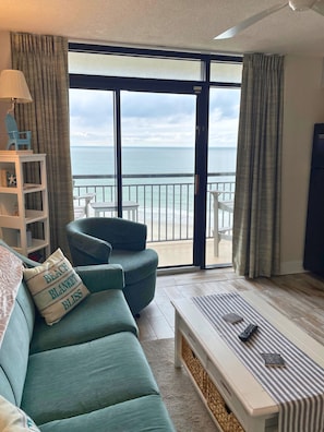 Living Room with Beach Front View