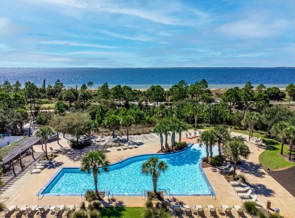 Pool at the Village and the beach 