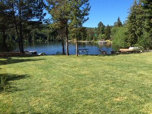 The backyard is perfect for summertime activities.