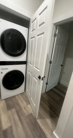 New stackable electric washer and dryer!