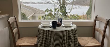 Enjoy this view from the kitchen. Picture window looking out at the river.