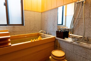 High quality wooden bathtub on 1st floor