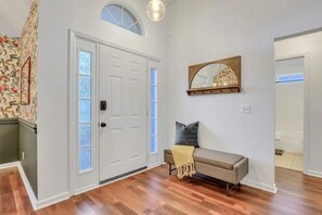 Welcoming entrance with chic decor and a warm ambiance.