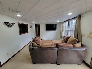 Seating area with TV.