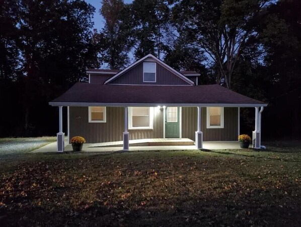 Well-lit outside with motion detection lighting