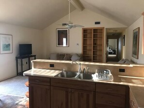 View from kitchen to living room.