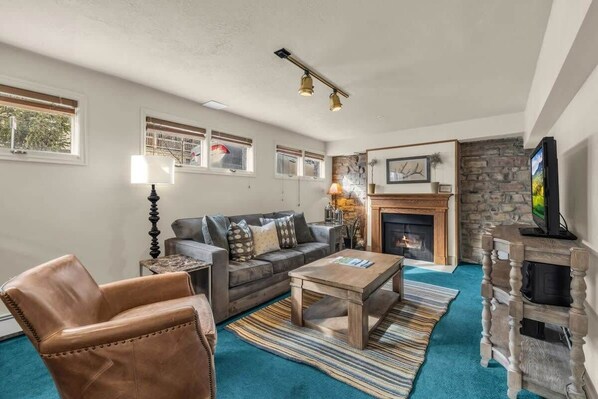 Located at the historic Blue Church Lodge, a Victorian-era style building steps away from Old Historic Main Street, this condo places you within walking distance to the town and the slopes!