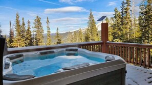 Ease sore muscles in the private hot tub where you can enjoy a front-row seat to the stunning nature.