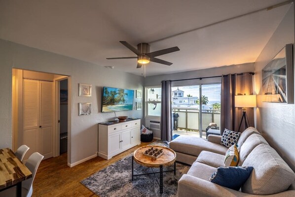 Enjoy the full living room and private lanai