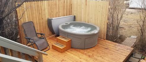 Shared Hot tub on a private outdoor deck