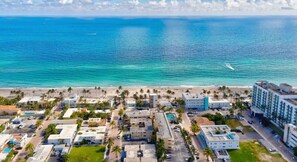 Amazing bird's eye view of the beach and serene neighborhood.