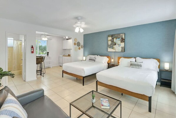 Bright and spacious studio interior.