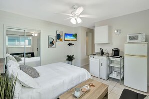 Bright and spacious studio interior.