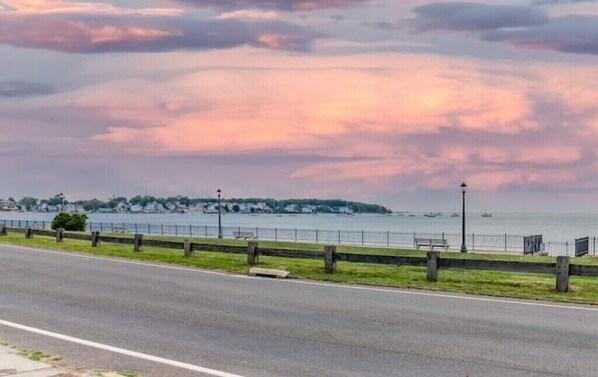 Unobstructed Long Island Sound views directly across with walking path