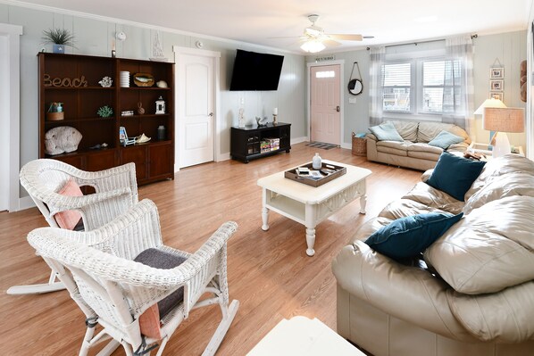 Spacious Living Room with Various Seating
