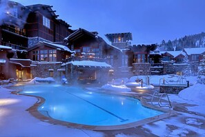 Our outdoor swimming pool is heated and open year-round