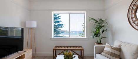 Living Room with beach front views