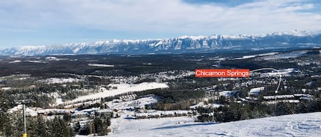 View of the Rocky Mts. from North Star Mt....condo complex visible on the right