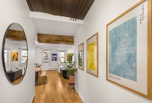 Hallway with exposed beams