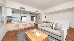 Upstairs kitchen, living and dining