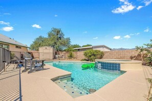 Relax by the pool and soak in the breathtaking mountain view. This serene setting offers the perfect backdrop for unwinding and enjoying the beauty of nature.