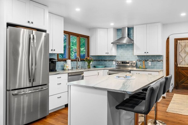 Kitchen area with  everything a cooking aficionado needs and more- 33 Heritage Drive South Orleans Cape Cod- Sea Saw Saucy- New England Vacation Rentals