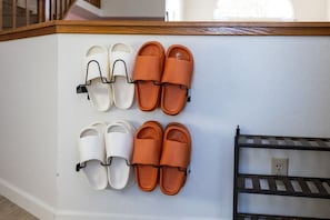 A shoe rack and a shoe holder.