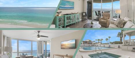 This spacious 13th Floor, Remodeled Corner-Unit condo has HUGE views of the beach and Gulf of Mexico. 3 Bedrooms and 3 Bathrooms provides plenty of space for your whole group!