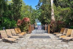 The resort benefits from direct beach access.