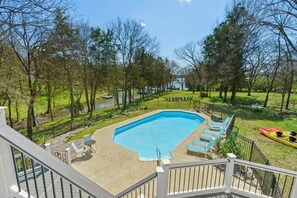 View from the top deck overlooking the pool and lake. Old Hickory Lake is a tournament fishing lake with excellent Bass fishing as well as a host of other fun fishing...kids can catch Bluegill all day long from the  shoreline! 
