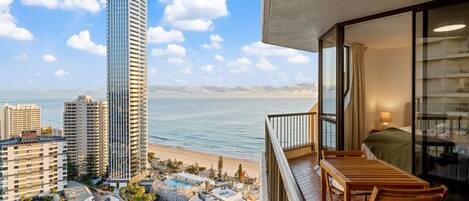 As you savor your morning cup of coffee on the balcony, the rhythmic melody of waves crashing against the shore serenades your senses, creating a tranquil symphony that perfectly complements the stunning ocean view at this property.