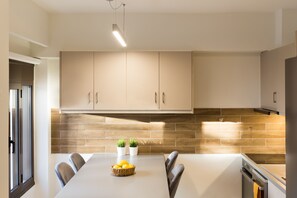 comfortable kitchen and dining area