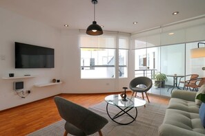 Living room with smart tv