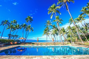 Ulua Beach is just footsteps from the ocean front lower pool