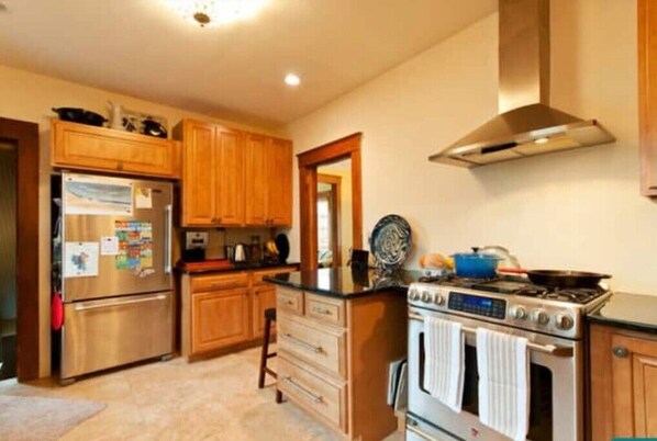Gourmet kitchen.